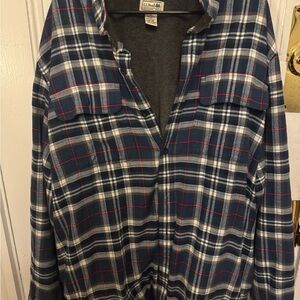 L.L. Bean Navy and Red Plaid Shirt Jacket